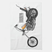 Motorfiets 1950 cartoon, afbeelding theedoek (Verticaal)