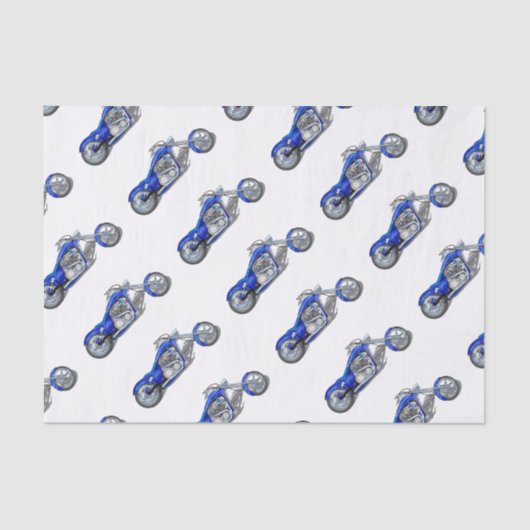 Motorfiets 1 - blauw tissuepapier (Voorkant)