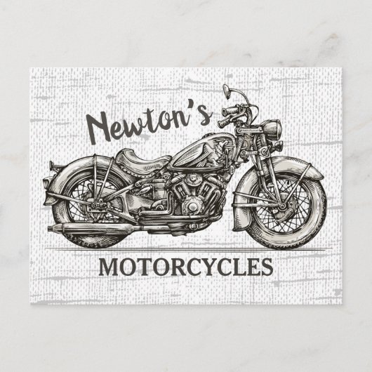 motorfiets - Aangepaste NAAM - Biker Garage Briefkaart (Voorkant)