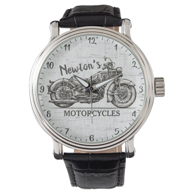  motorfiets - Aangepaste NAAM - Biker Garage Horloge (Voorkant)