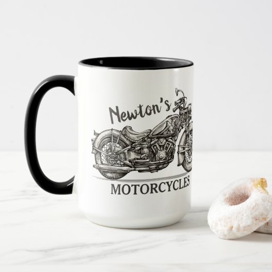  motorfiets - Aangepaste NAAM - Biker Garage Mok (Met donut)