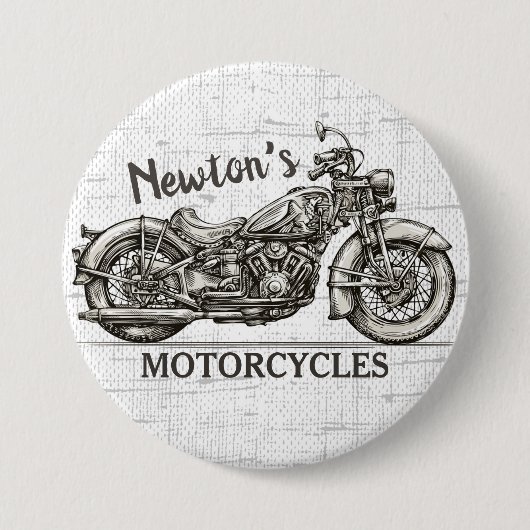  motorfiets - Aangepaste NAAM - Biker Garage Ronde Button 7,6 Cm (Voorkant)