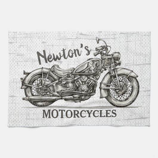  motorfiets - Aangepaste NAAM - Biker Garage Theedoek (Horizontaal)