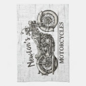  motorfiets - Aangepaste NAAM - Biker Garage Theedoek (Verticaal)
