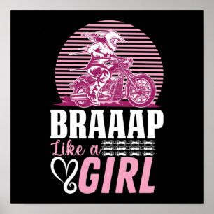 Motorfiets Biker Braap als een meisje Vriendin vro Poster