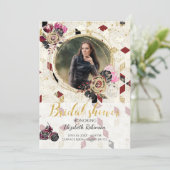 Motorfiets Biker Foto Bruids Douche Uitnodiging (Staand voorkant)