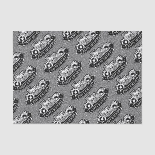 Motorfiets Biker Gelukkig Verjaardagsfeestdecor Tissuepapier (Voorkant)