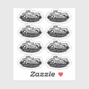 Motorfiets Biker Happy Birthday Party Scrapbook Sticker