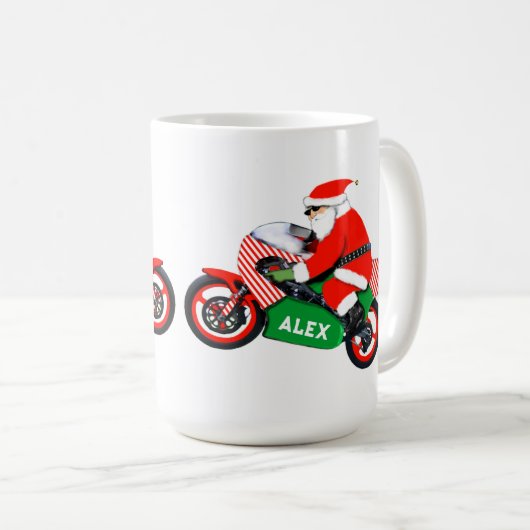 Motorfiets Biker Kerstmis Vakantie Gift Koffiemok (Voorkant rechts)