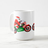Motorfiets Biker Kerstmis Vakantie Gift Koffiemok (Voorkant links)