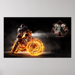 Motorfiets Biker Reparatie Logo Muur Aanpassen Poster