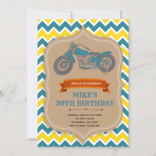 Motorfiets Birthday Invitation card Kaart (Voorkant)