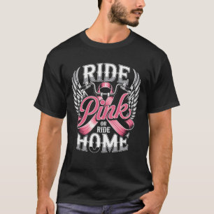 Motorfiets Borstkanker Biker Rit Roze Lint T-shirt