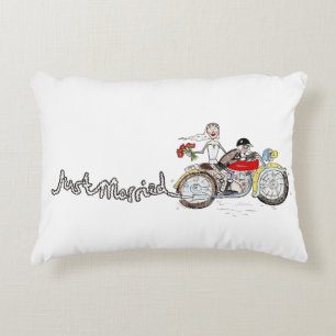 Motorfiets Bruid en Bruidegom Huwelijk Accent Kuss Kussen