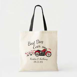 Motorfiets bruiloft beste dag ooit tote bag
