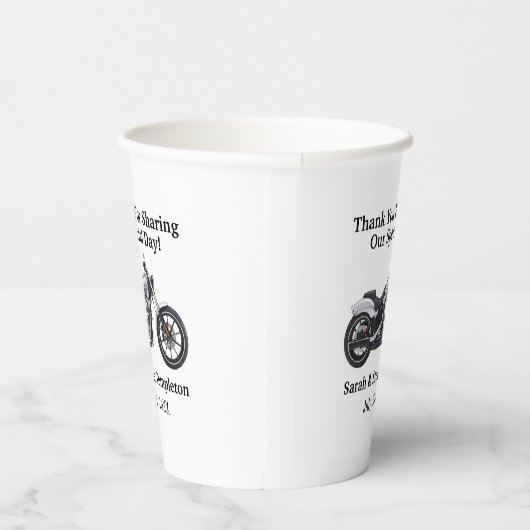 Motorfiets bruiloft dank u datum namen liefde papieren bekers (Rechts)