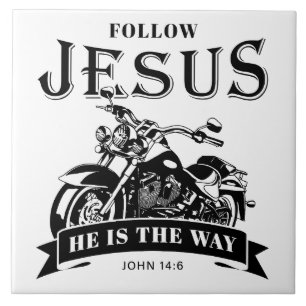 Motorfiets Christelijk Biker John 14:6 Volg Jesus Tegeltje