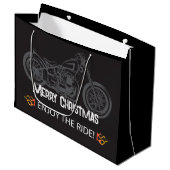 Motorfiets Christmas Black Classic Groot Cadeauzakje (Voorkant Gekanteld)