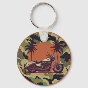  Motorfiets Classic Sunset Beach Biker Camo Sleutelhanger