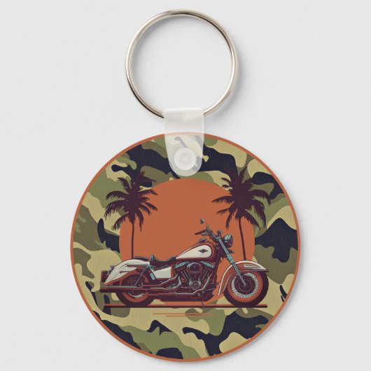  Motorfiets Classic Sunset Beach Biker Camo Sleutelhanger (Voorkant)