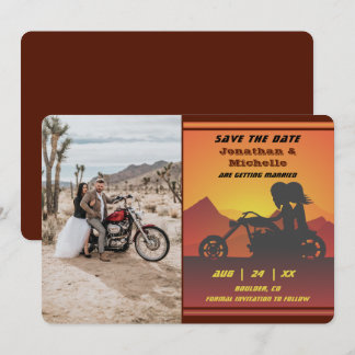 Motorfiets Couple Mountain Sunset Photo Weddenscha Save The Date