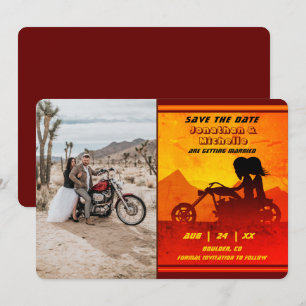 Motorfiets Couple Mountain Sunset Photo Weddenscha Save The Date