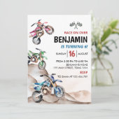 Motorfiets Dirt Bike Birthday Uitnodiging (Staand voorkant)