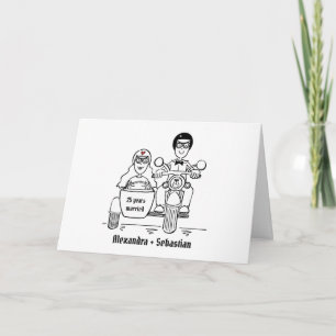 Motorfiets en zijspan huwelijksjubileum kaart