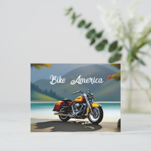 Motorfiets geparkeerd in de buurt van Lake Briefkaart