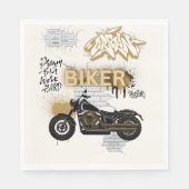 Motorfiets goud en crème papier servet (Voorkant)