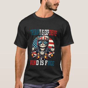 Motorfiets grappige Kat, 4 juli op vaderdag T-shirt
