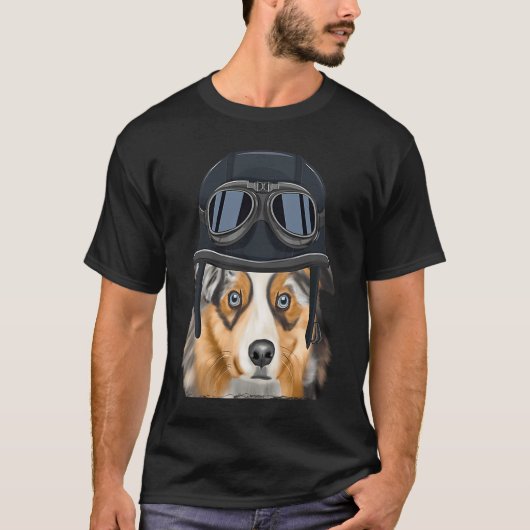 motorfiets Helmet Australian Shepherd T-shirt (Voorkant)