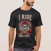 Motorfiets Ik rijd dus ik verstik mensen niet T-shirt (Voorkant)