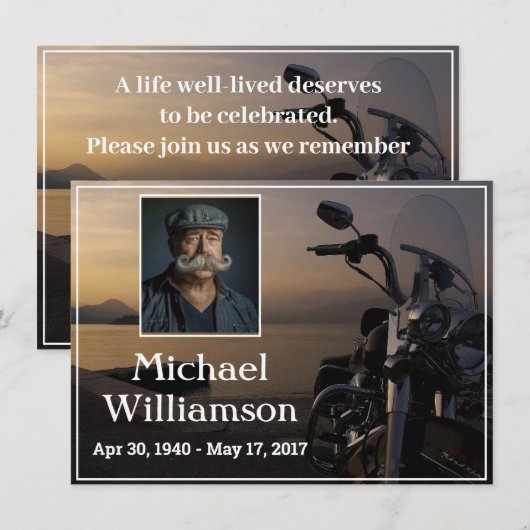 Motorfiets in de buurt van water FotoViering van h Kaart (Voorkant / Achterkant)