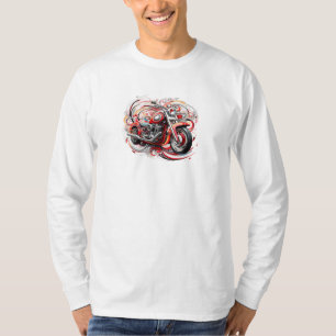 Motorfiets in de speelse lijntjes t-shirt