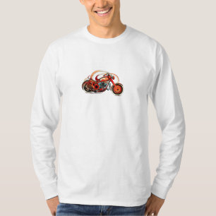 Motorfiets in speelse lijnen t-shirt