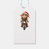 Motorfiets Kerst Elf Witte Gift Labels Cadeaulabel (Voorkant)
