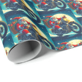 Motorfiets Kerstman Kerstavond Cadeaupapier (Rol Hoek)