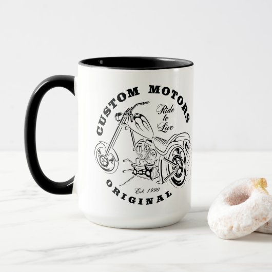 Motorfiets koffiekop mok (Met donut)