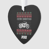 motorfiets met een lelijke kerstkeuken ornament (voorkant)