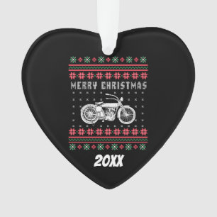  motorfiets met een lelijke kerstkeuken ornament