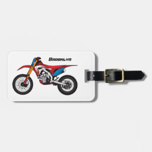 Motorfiets met rode vuilniswagen bagagelabel