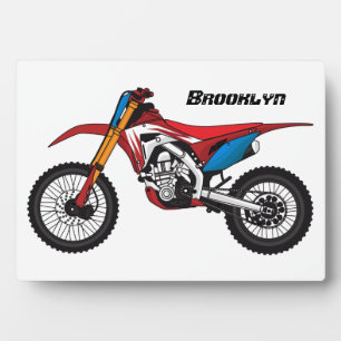Motorfiets met rode vuilniswagen fotoplaat