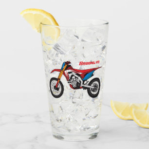 Motorfiets met rode vuilniswagen glas