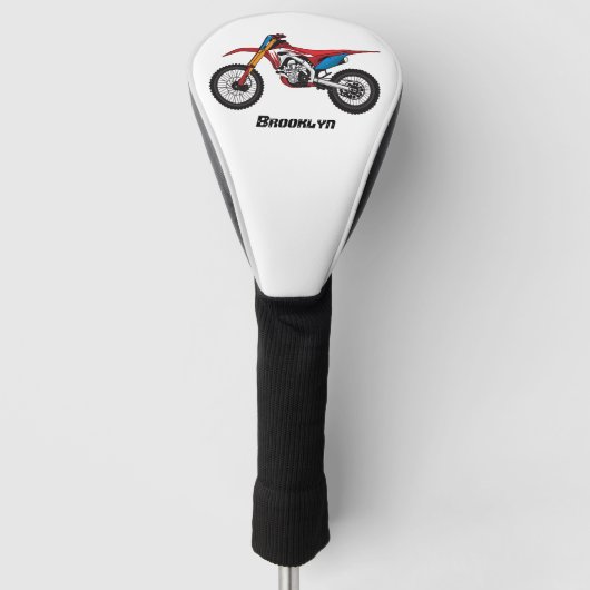 Motorfiets met rode vuilniswagen golfheadcover (Voorkant)