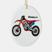 Motorfiets met rode vuilniswagen keramisch ornament (Rechts)