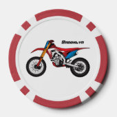 Motorfiets met rode vuilniswagen poker chips (Achterkant)