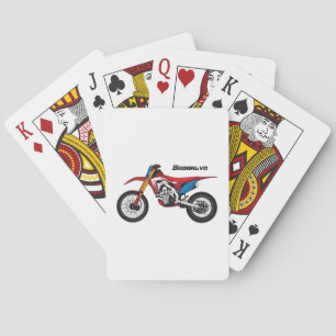Motorfiets met rode vuilniswagen pokerkaarten