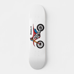 Motorfiets met rode vuilniswagen skateboard