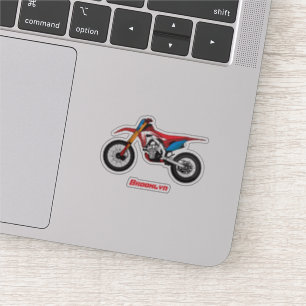 Motorfiets met rode vuilniswagen sticker